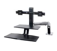 Ergotron Kit de montage WorkFit‑A – Support double écran jusqu'à 24 pouces Noir aluminium poli