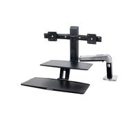 Ergotron WorkFit-A 61cm Bureau Noir 24-392-026 - Support double écran jusqu'à 61cm (24"), montage bureau, VESA 75/100, charge max 11.3kg, réglage hauteur, rotation 360°
