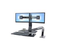 Ergotron WorkFit-A Dual 55,9cm Bureau Noir : Support écran double, montage bureau, VESA 75/100mm, charge max 11,3kg, inclinaison +/-30°, rotation 360°