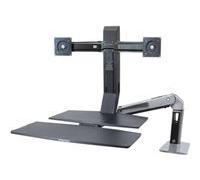 Ergotron WorkFit-A Dual 55,9cm Bureau Noir : Support écran double, montage bureau, VESA 75/100mm, charge max 11,3kg, inclinaison +/-30°, rotation 360°
