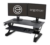 Ergotron - WorkFit-TL - Convertisseur de Bureau WorkFit-TL, Bureau Assis-Debout bi-écran pour tablettes - 95 cm de Largeur, Noir (33-406-085)