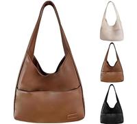 ERGRFHNL Ooomay Maya Shoulder Bag, Ooomay Maya Tote Bag, Ooomay Shoulder Bag, Vegan Leather Trendy Soft Maya Tote Bag (Brown)