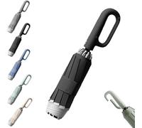 ERGRFHNL Ring Buckle Umbrella, Portable Folding Umbrella for Rain&Sun, Reflective Safety Strip, Sturdy Windproof, Travel Portable, Reverse Automatic Umbrella, Travel Umbrella (Black,One Size)