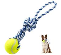 Erhalithegro Jouet interactif en corde pour chiens de taille moyenne et petite - Jouet à tirer en plein air avec 1 nœud et balle de tennis, jouet de dentition en coton à mâcher pour chiot