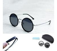 ERHNGL 1-9 Lunettes Polarisées Arrondies avec des Objectifs ND Filtres, Lunettes De Soleil Teintées Réglables, pour Hommes Plage De Pêche Ombragée Silver
