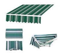 ERHNGL Toile de Remplacement pour Store de terrasse rétractable, 300 g/m², Polyester imperméable, Protection UV (Dimensions : 3,6 x 3 m, Couleur : Rayures Vertes)