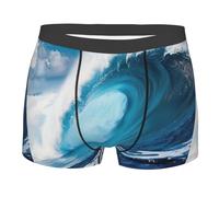 ERhoug Big Ocean Wave Hd Print Boxer pour homme, respirant, doux et extensible pour un port confortable toute la journée, coupe classique, Noir , M