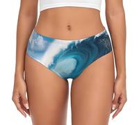 ERhoug Big Ocean Wave Hd Print Sous-vêtements pour femme, culotte douce et respirante extensible pour femme, couverture complète confortable, grande taille est disponible., Noir , M