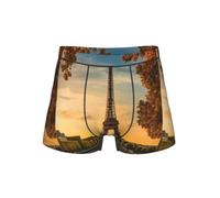 ERhoug Boxer classique pour homme Tour Eiffel Paris Automne Imprimé | Boxer doux et extensible pour homme, sous-vêtement respirant et confortable, taille conçue individuellement
