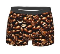 ERhoug Boxer humoristique pour homme imprimé grains de café torréfiés, respirant, doux et extensible pour un port confortable toute la journée, coupe classique, Noir , L