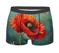 ERhoug Boxer pour homme avec imprimé fleurs de coquelicot, respirant, doux et extensible pour un port confortable toute la journée, coupe classique, Noir , L