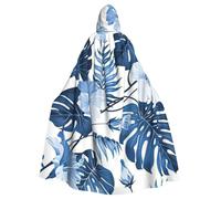 ERhoug Cape à capuche à motif de fleurs tropicales bleues pour Halloween, cosplay, robe de sorcière, costume de vampire pour adulte