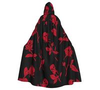 ERhoug Cape à capuche avec motif tête de mort et rose pour Halloween, costume de sorcière, costume de vampire pour adulte