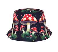 ERhoug Chapeau bob d'été avec imprimé champignons magiques, pliable, pour la plage, la pêche, les voyages, l'extérieur pour homme et femme, noir