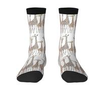 ERhoug Chaussettes unisexes contrastées avec imprimé girafes de dessin animé sauvage, chaussettes de sport décontractées pour hommes et femmes, confortables et respirantes, 2 Noir-1, Taille unique