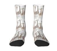 ERhoug Chaussettes unisexes contrastées avec imprimé girafes mignonnes de dessin animé pour adulte, chaussettes de sport décontractées décontractées pour hommes et femmes, confortables et respirantes