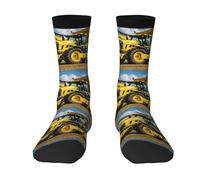 ERhoug Company Chaussettes contrastées unisexes pour adulte Motif tracteur agricole Chaussettes de sport décontractées pour homme et femme Confortables et respirantes, 2 Noir-1, Taille unique