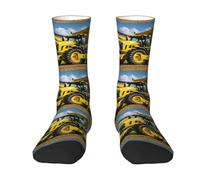 ERhoug Company Chaussettes contrastées unisexes pour adulte Motif tracteur agricole Chaussettes de sport décontractées pour homme et femme Confortables et respirantes, 2 Noir-2, Taille unique
