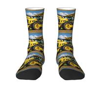 ERhoug Company Chaussettes contrastées unisexes pour adulte Motif tracteur agricole Chaussettes de sport décontractées pour homme et femme Confortables et respirantes, blanc, Taille unique