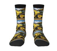 ERhoug Company Chaussettes contrastées unisexes pour adulte Motif tracteur agricole Chaussettes de sport décontractées pour homme et femme Confortables et respirantes, 3 noir, Taille unique
