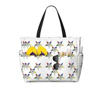 ERhoug Grand sac de plage imperméable et résistant au sable avec fermeture éclair et poche humide Motif étoiles de l'Est
