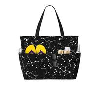 ERhoug Grand sac de plage imperméable et résistant au sable avec fermeture éclair et poche humide Motif constellation étoilée