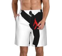 ERhoug Karaté Boy Vector Ceinture Changeable Imprimé Couleur Imprimé Short de bain pour homme Séchage rapide Short de plage avec poches pour l'été décontracté, blanc, XL