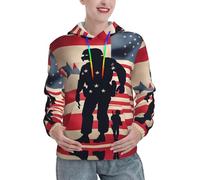 ERhoug Pull à capuche pour femme avec imprimé du jour commémoratif patriotique des soldats militaires, pull à capuche décontracté à manches longues avec cordon de serrage et poche, pour l'entraînement