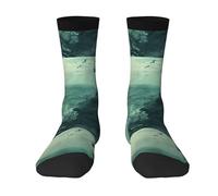 ERhoug The Sea Witch Chaussettes contrastées unisexes pour adulte Motif sorcière de mer Chaussettes de sport décontractées pour homme et femme Confortables et respirantes, 2 Noir-1, Taille unique