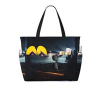 ERhoug Ufo At Night Grand sac de plage imperméable et résistant au sable pour femme avec fermeture éclair et poche humide