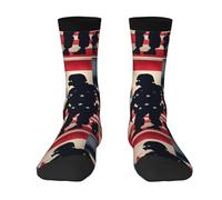 ERhoug Us Military Soldiers Patriotic Memorial Day Print Adulte Unisexe Contraste Crew Socks Outdoor Casual Athletic Everyday Sports Socks For Men And Women Comfortable and Breathable, 2 Noir-1