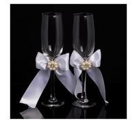 ERHTGUO 1 Pair/Lot Pearl Leaf Wedding Champagne Toasting Glasses Set For Decoration(Color-2)