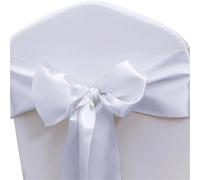 ERHTGUO 10/50pcs Satin Chair Bow Sashes Wedding Knot Ribbon Ties for Party Event Hotel Banquet Supplies Home Decorations(White,50pcs)