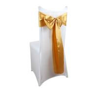 ERHTGUO 10/50PCS Satin Chair Sashes Bows Universal Ribbon Ties Back Sash for Wedding Party Events Banquets Hotel Event Cover(Golden,50pcs)