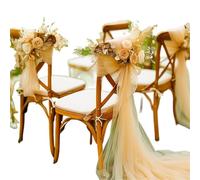 ERHTGUO 10/50pcs Sheer Chair Covers Wrinkle-Free Multipurpose Polyester Mesh Fabric for Birthday Parties Wedding Dessert Table Runners(Champagne,10 pcs)