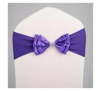 ERHTGUO 10pc Elastic Spandex Sashes with Diamond Buckle for Chairs Back Bands Bow Tie Hotel Restaurant Birthday Party Wedding Decoration(Purple 1)