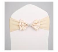 ERHTGUO 10pc Elastic Spandex Sashes with Diamond Buckle for Chairs Back Bands Bow Tie Hotel Restaurant Birthday Party Wedding Decoration(Champagne)