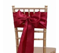 ERHTGUO 10PCS Chair Sashes with Bowknots Washable Reusable, Perfect for Weddings, Banquets, and Formal Events, Decorative Ties(Wine Red)