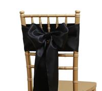 ERHTGUO 10PCS Chair Sashes with Bowknots Washable Reusable, Perfect for Weddings, Banquets, and Formal Events, Decorative Ties(Black)