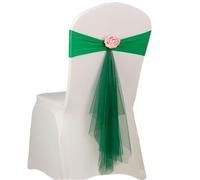 ERHTGUO 10Pcs Elastic Chair Sashes Cover Bands Bows for Wedding Party Hotel Home Seat Banquet Event Decor(Green)