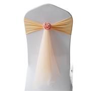 ERHTGUO 10Pcs Elastic Chair Sashes Cover Bands Bows for Wedding Party Hotel Home Seat Banquet Event Decor(Light Gold)