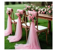 ERHTGUO 10Pieces Wedding Chair Sashes Tulle Fabric Pearl Bows Ties for Bridal Baby Shower Birthday Parties Seat Decoration(Tulle Pink)