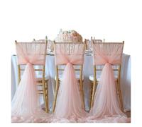 ERHTGUO 10Pieces Wedding Chair Sashes Tulle Fabric Pearl Bows Ties for Bridal Baby Shower Birthday Parties Seat Decoration(Tulle Peach Pink)