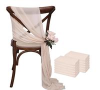 ERHTGUO 17x275cm Sage Green Chiffon Chair Sashes Wedding Covers Ribbon Party Aisle Decor(Beige,38PCS)