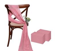 ERHTGUO 17x275cm Sage Green Chiffon Chair Sashes Wedding Covers Ribbon Party Aisle Decor(Dark Pink,6PCS)