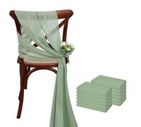 ERHTGUO 17x275cm Sage Green Chiffon Chair Sashes Wedding Covers Ribbon Party Aisle Decor(Green 3,6PCS)