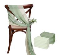 ERHTGUO 17x275cm Sage Green Chiffon Chair Sashes Wedding Covers Ribbon Party Aisle Decor(Green Set,24PCS)