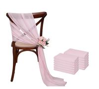 ERHTGUO 17x275cm Sage Green Chiffon Chair Sashes Wedding Covers Ribbon Party Aisle Decor(Light Pink,6PCS)