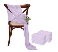 ERHTGUO 17x275cm Sage Green Chiffon Chair Sashes Wedding Covers Ribbon Party Aisle Decor(Purple,38PCS)