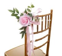 ERHTGUO 2/4PCS Outdoor Wedding Aisle Artificial Flower Chair Decorations, Backrest Flowers, Chapel Floral Arrangements, Decor(Pink TM0210B,4pcs)